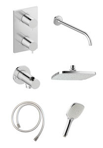 Armatura podtynkowa HS1 podtynkowy zestaw prysznicowy termostatyczny (Chrom/srebrny wąż)